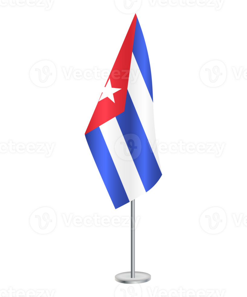 Flag of Cuba with silver pole png