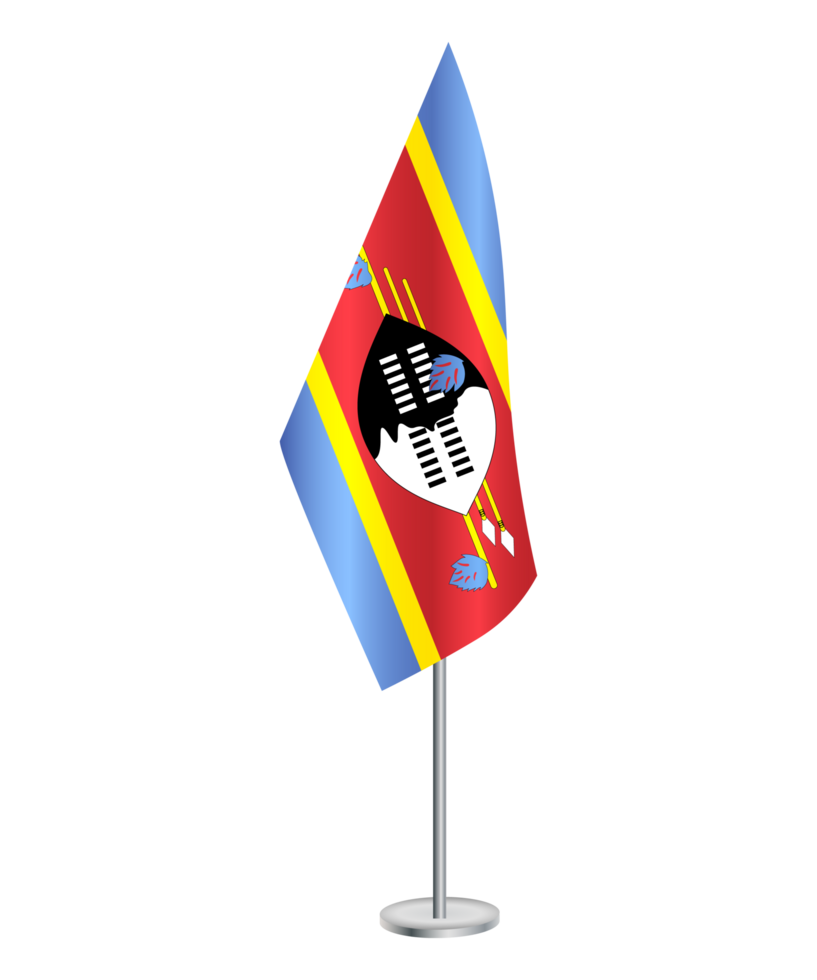 Flag of Eswatini with silver pole png