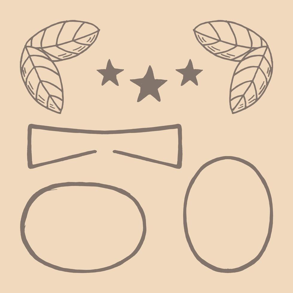 Hand drawn illustration of star and leaf circle ornament vector