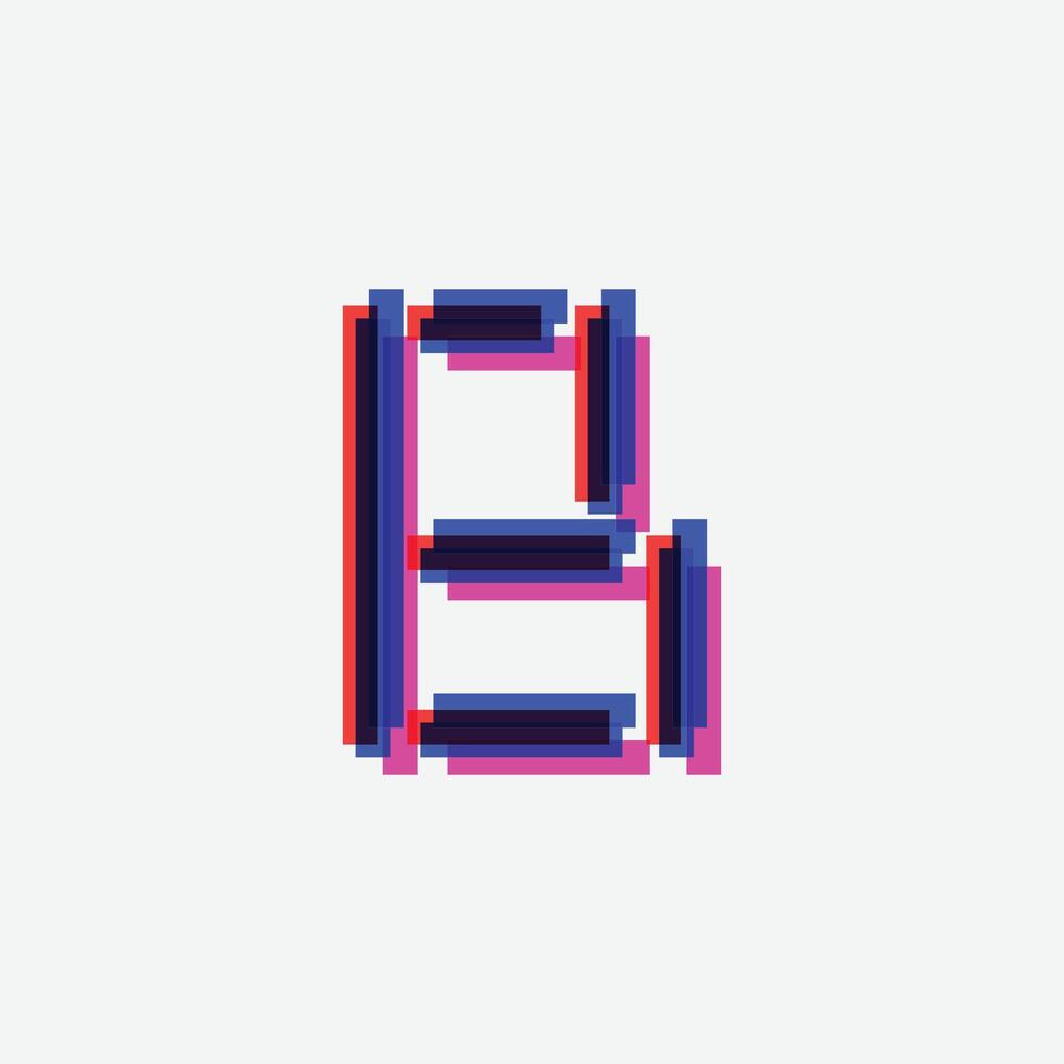 Logo design with letter b concept with glitch theme vector