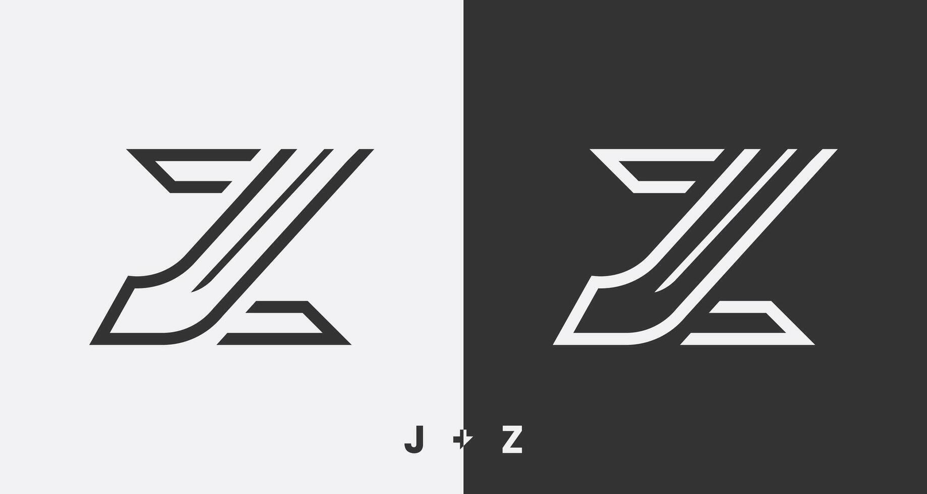 J and Z combination logo design on black and white background vector