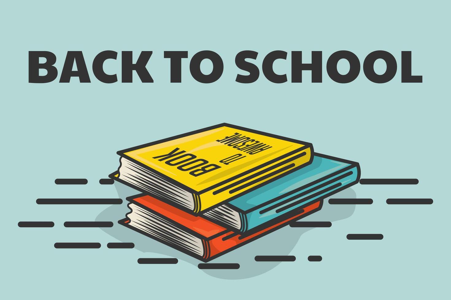 Illustration of a stack of books for back to school encouragement on a light blue background vector