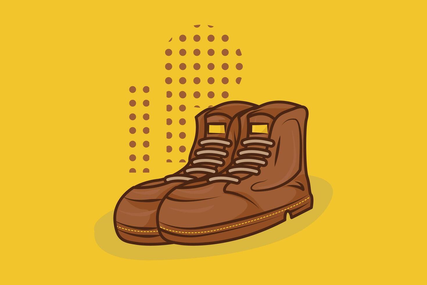 Illustration of brown boots on a yellow background vector