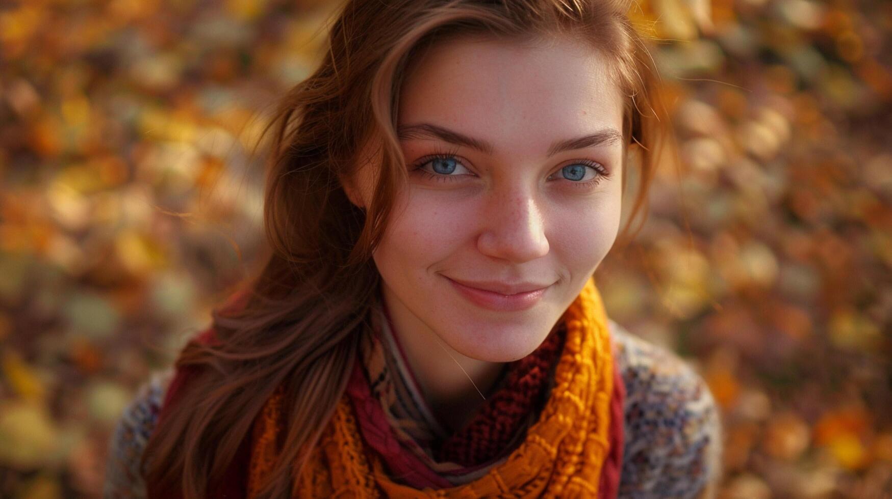 a cute young woman smiling looking at camera photo