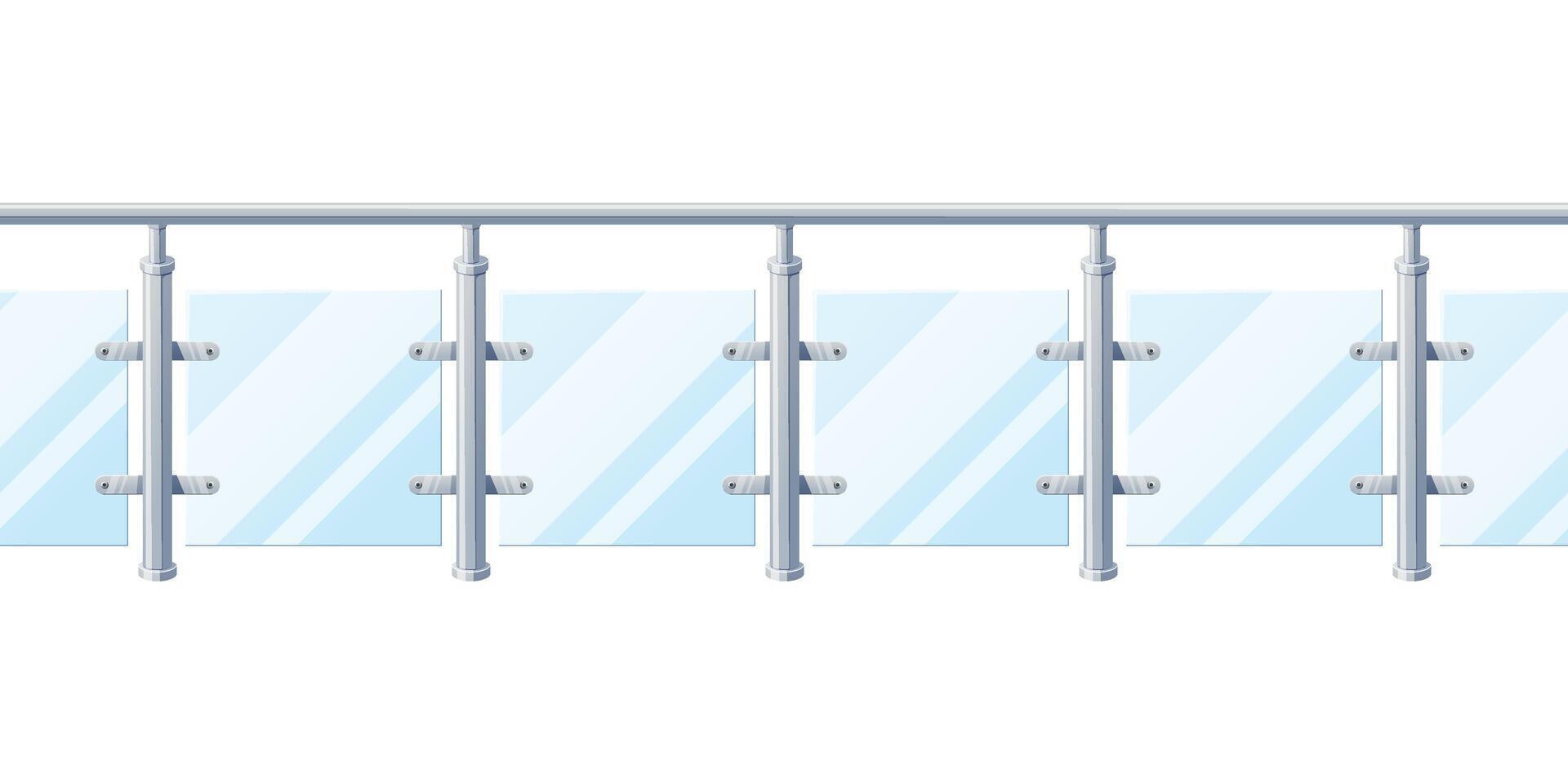 Glass fence with banisters isolated on white background. vector