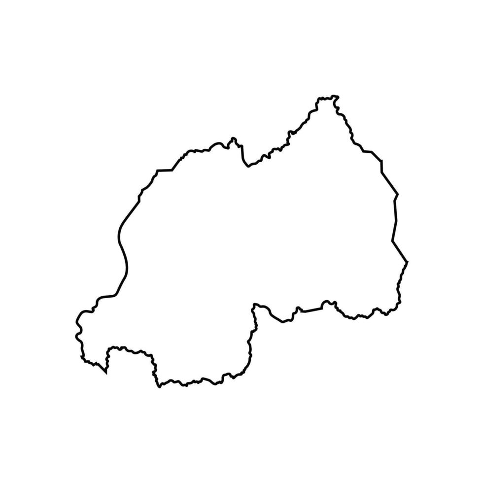 isolated simplified illustration icon with black line silhouette of Rwanda map. White background vector
