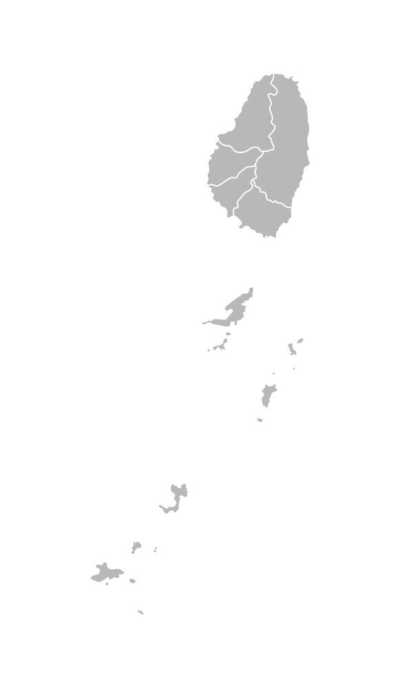 isolated illustration of simplified administrative map of Saint Vincent and the Grenadines. Borders and names of the parishes, regions. Grey silhouettes. White outline vector