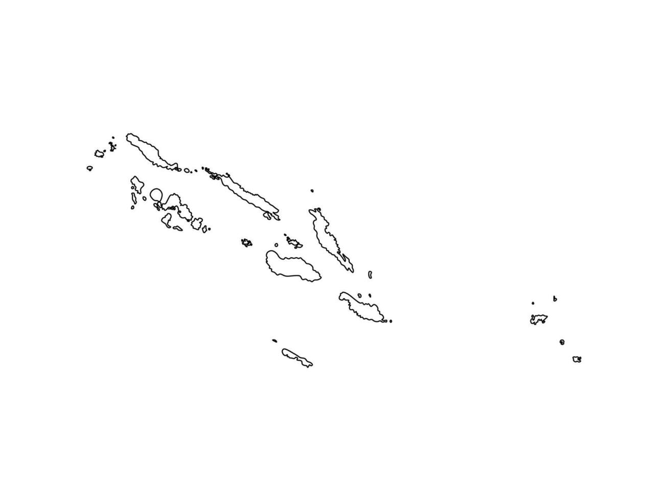 isolated simplified illustration icon with black line silhouette of Solomon Islands map. White background vector