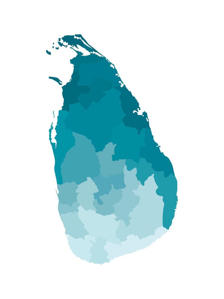 isolated illustration of simplified administrative map of Sri Lanka. Borders of the regions. Colorful blue khaki silhouettes vector
