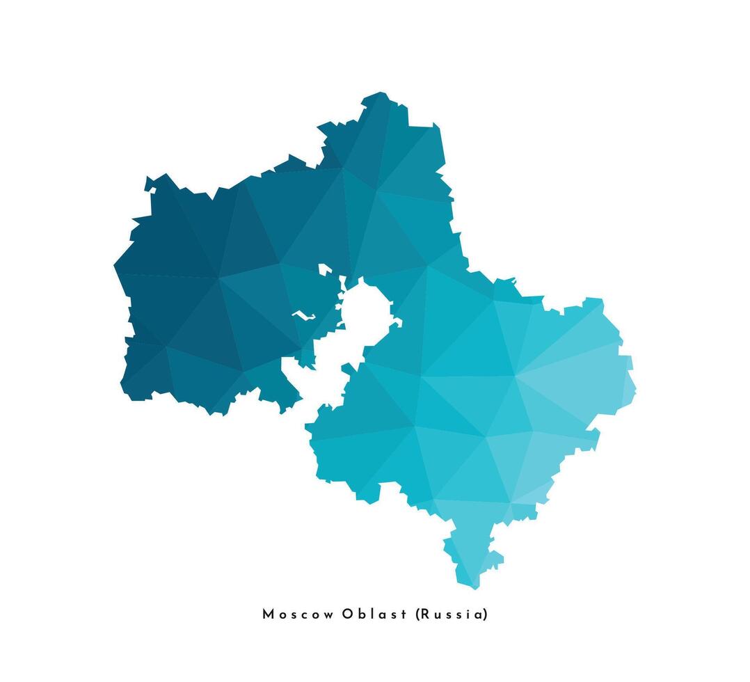 isolated illustration icon with simplified blue silhouette of Moscow oblast map, federal subject of Russia. Polygonal geometric style. White background vector