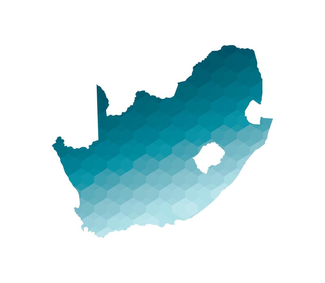 isolated illustration icon with simplified blue silhouette of South Africa map. Polygonal geometric style. White background. vector