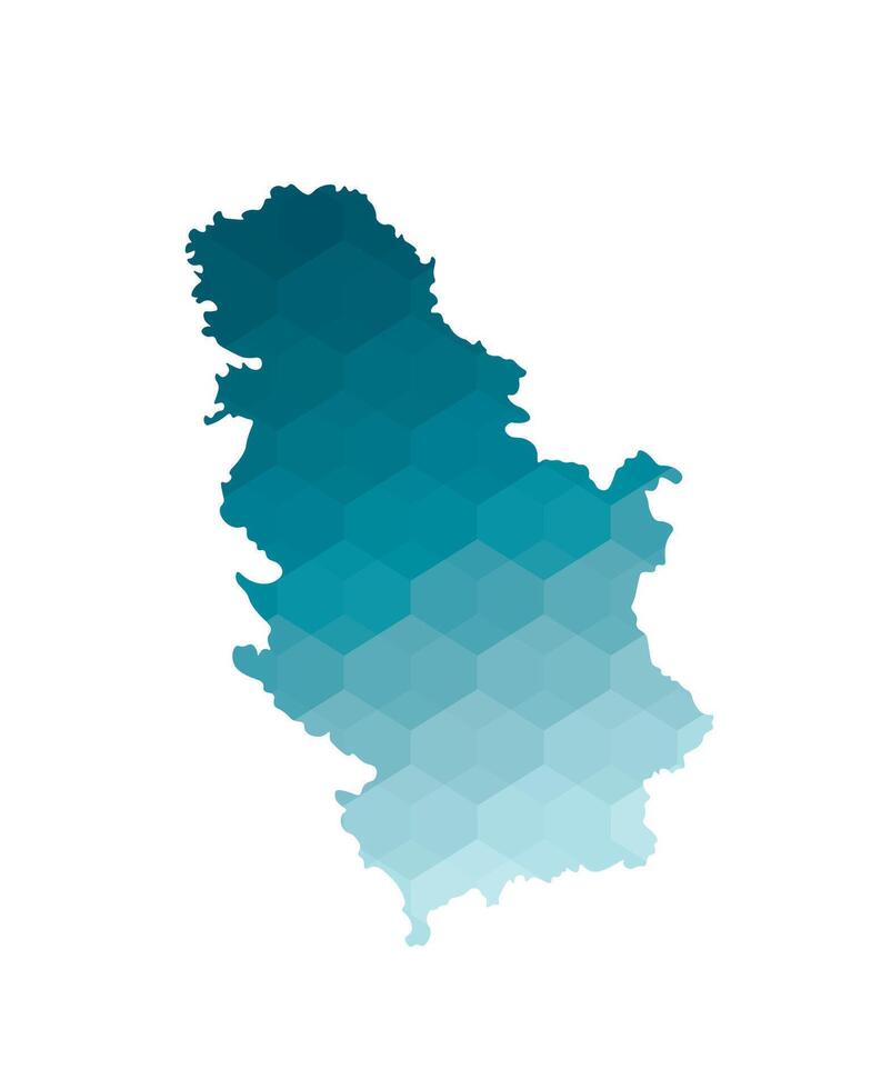 isolated illustration icon with simplified blue silhouette of Serbia map. Polygonal geometric style. White background. vector