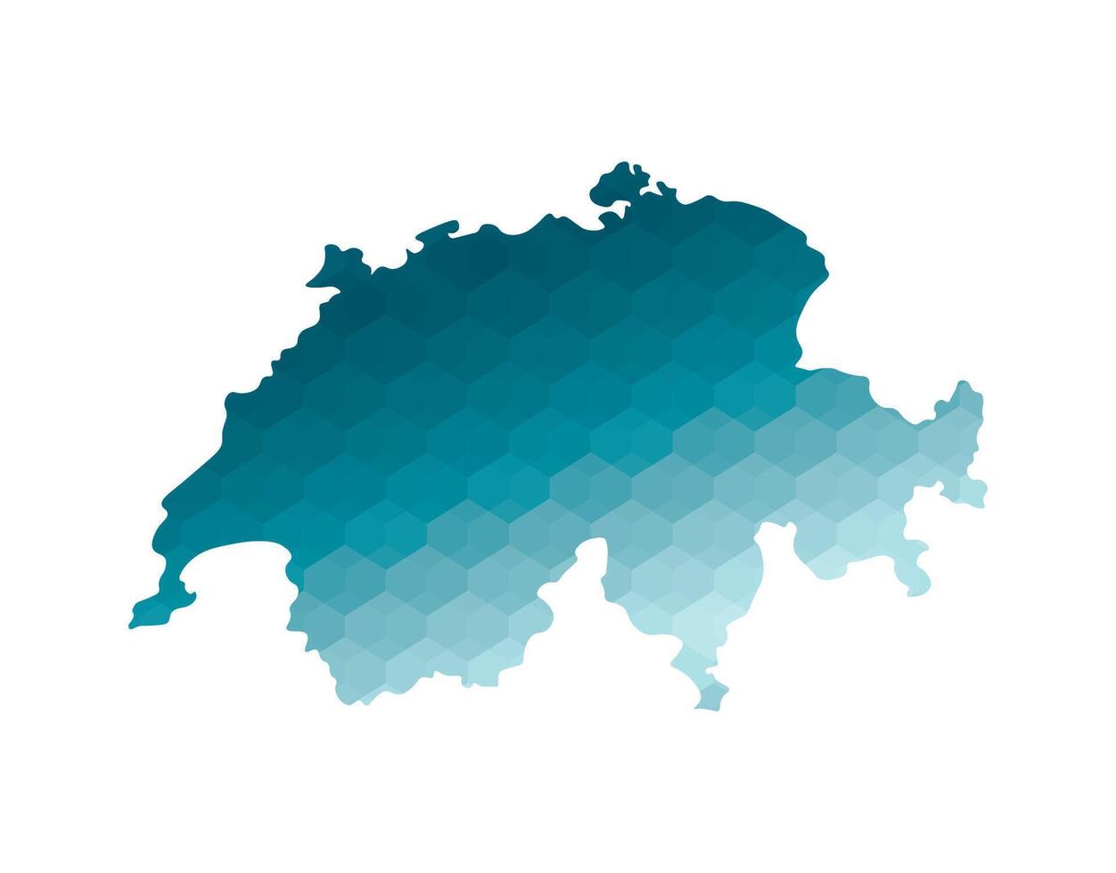 isolated illustration icon with simplified blue silhouette of Switzerland map. Polygonal geometric style. White background. vector