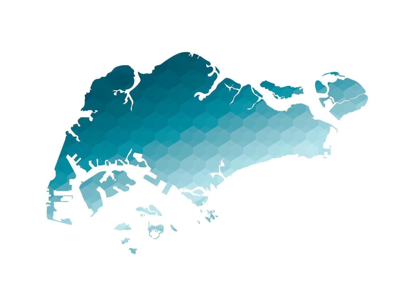 isolated illustration icon with simplified blue silhouette of Singapore map. Polygonal geometric style. White background. vector