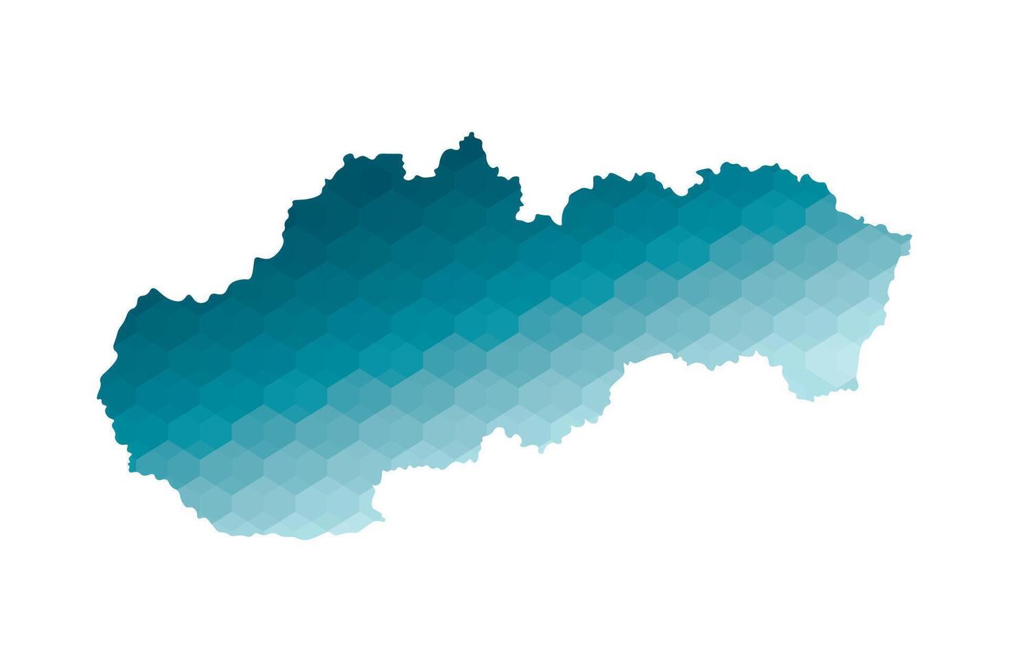 isolated illustration icon with simplified blue silhouette of Slovakia map. Polygonal geometric style. White background. vector