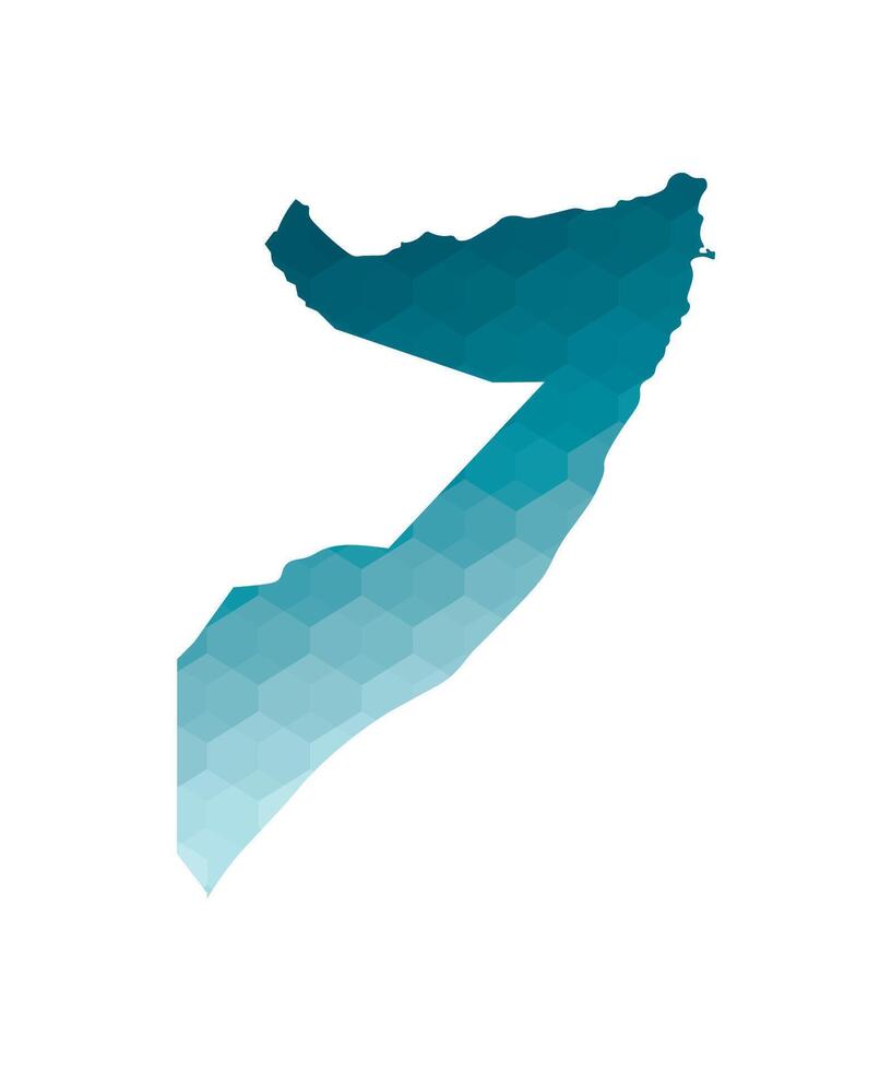 isolated illustration icon with simplified blue silhouette of Somalia map. Polygonal geometric style. White background. vector