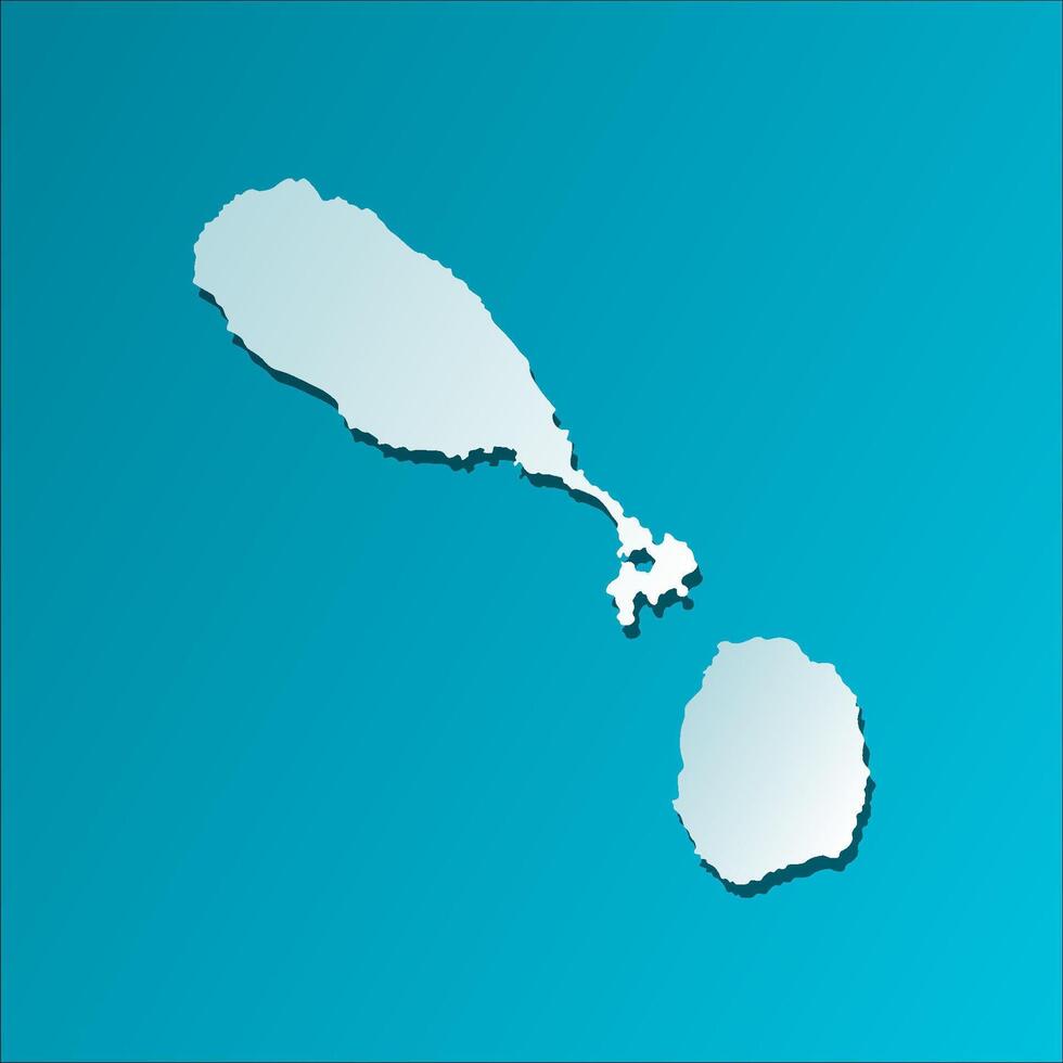 isolated simplified illustration icon with blue silhouette of Saint Kitts and Nevis map. Dark blue background vector