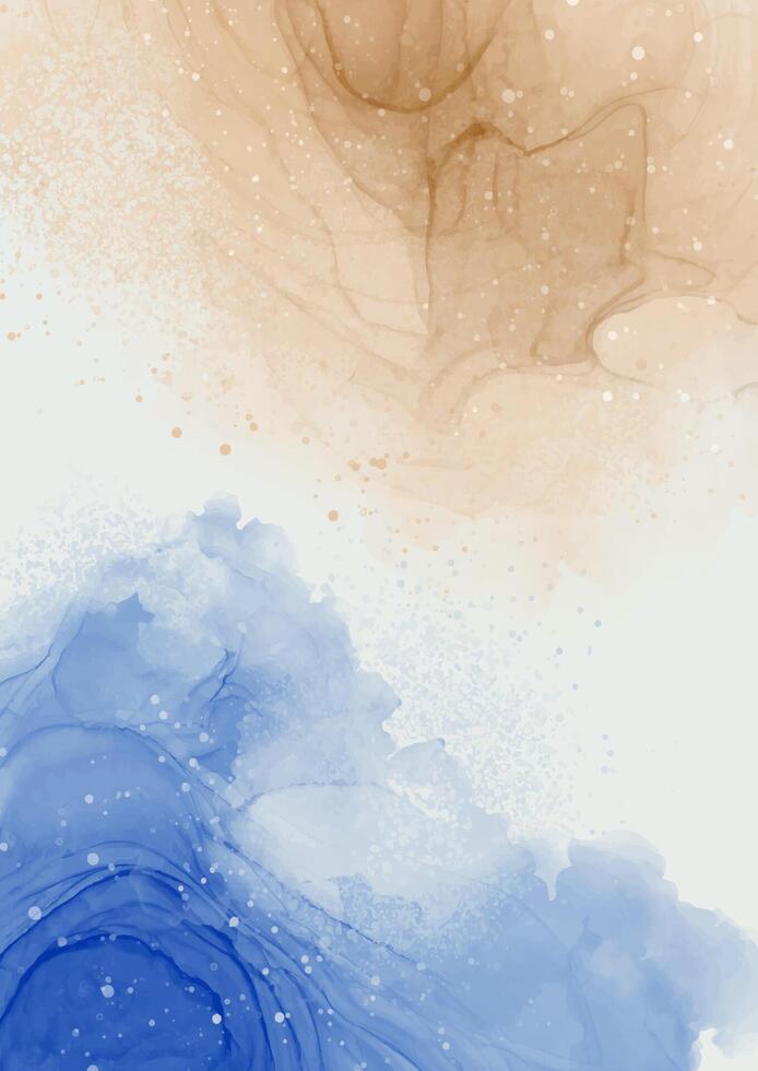 Abstract beach themed hand painted alcohol ink background vector
