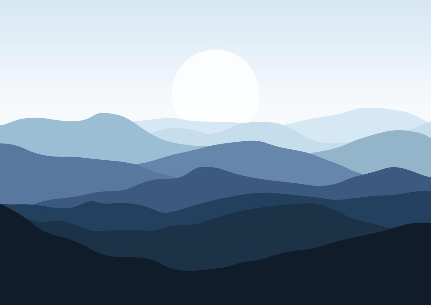Minimal mountain landscape in shades of blue vector