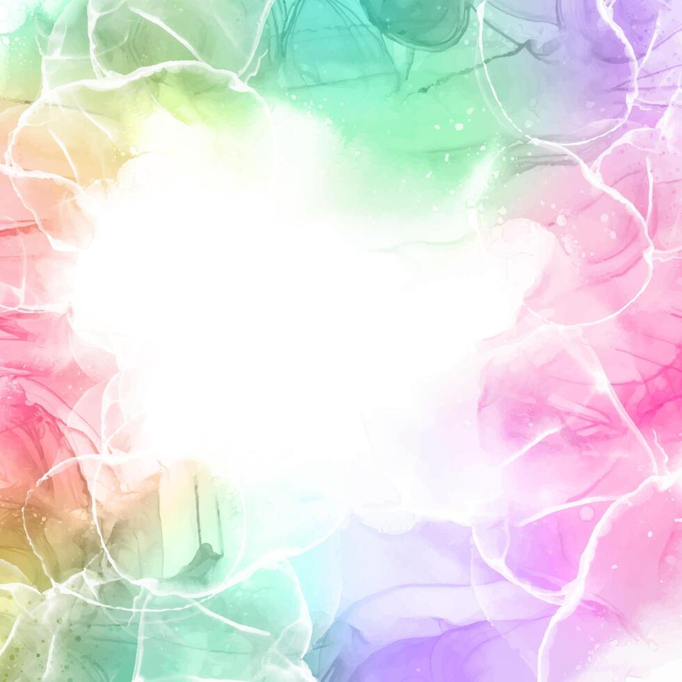Hand painted rainbow coloured alcohol ink background vector
