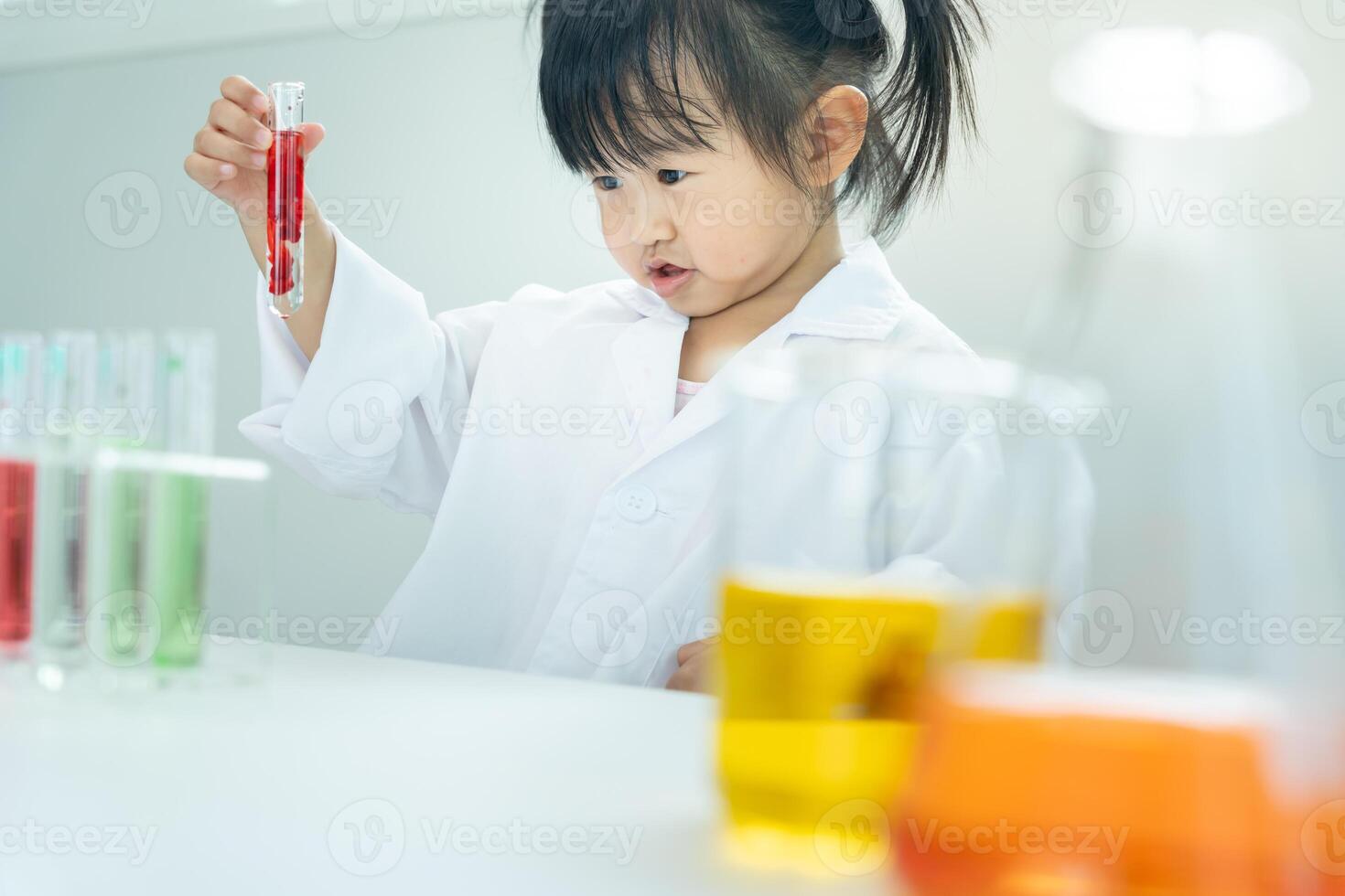 Children Scientist education scientific in laboratory. Medical child learning, Biotechnology, discover, imagine, executive function, kid, education, intelligence quotient, emotional quotient photo