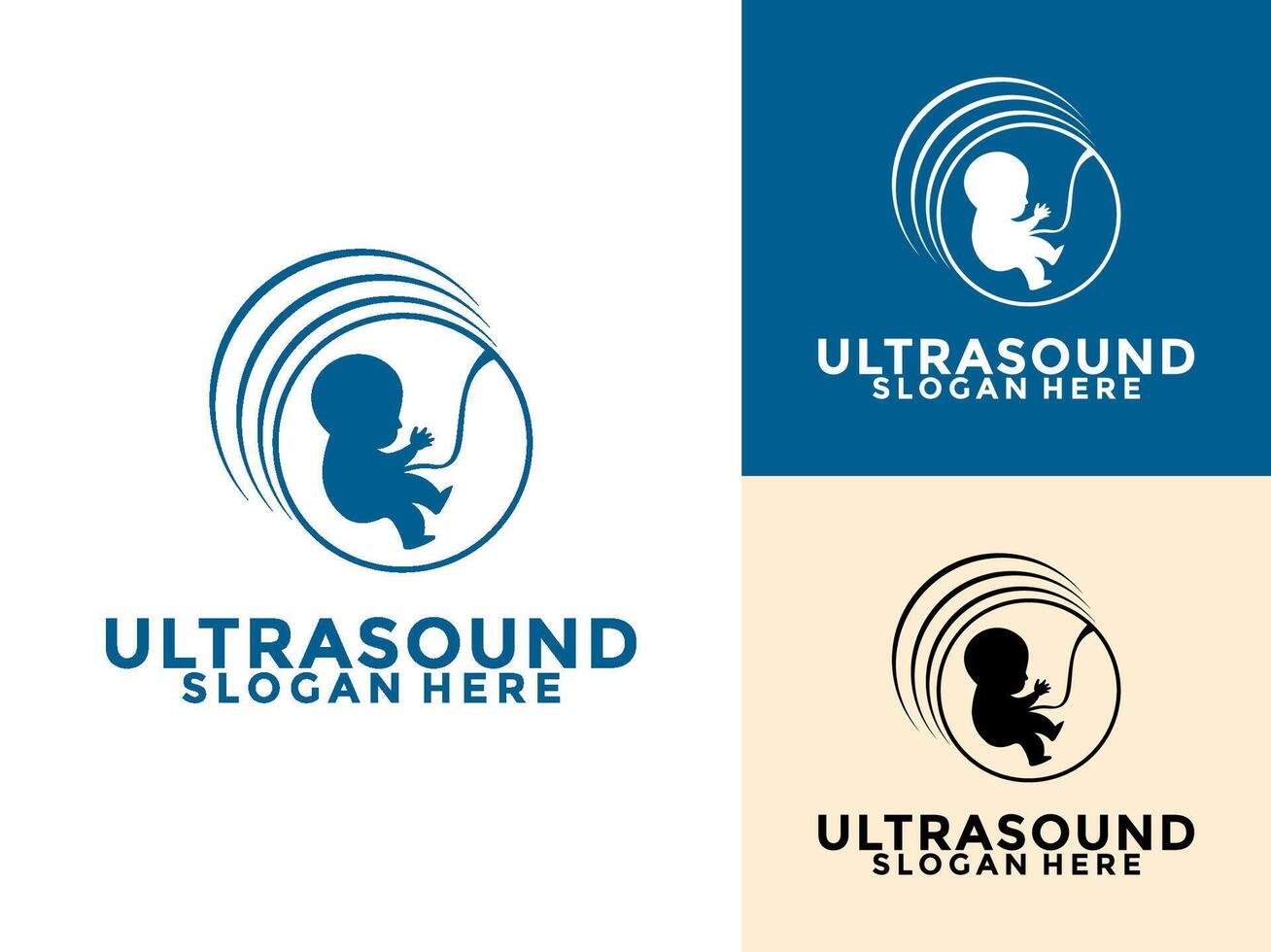 Ultrasound diagnostics logo. Ultrasound pregnancy Logo icon template, Medical research vector