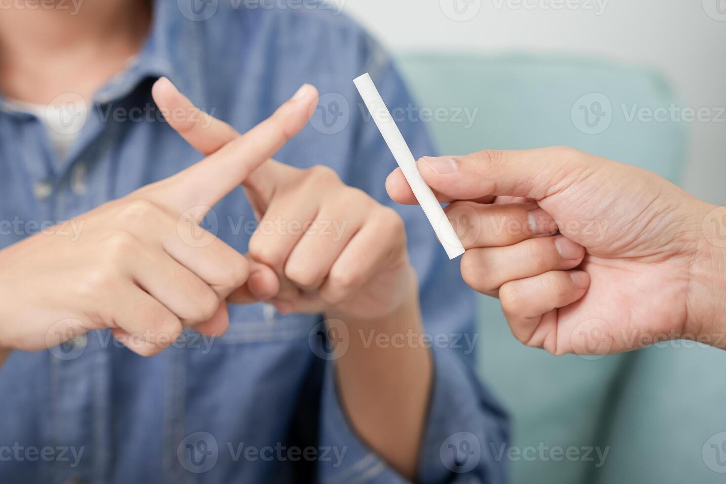 No smoking. Woman stop smoke, refuse, reject, break take cigarette, say no. quit smoking for health. world tobacco day. drugs, Lung Cancer, emphysema , Pulmonary disease, narcotic, nicotine effe photo