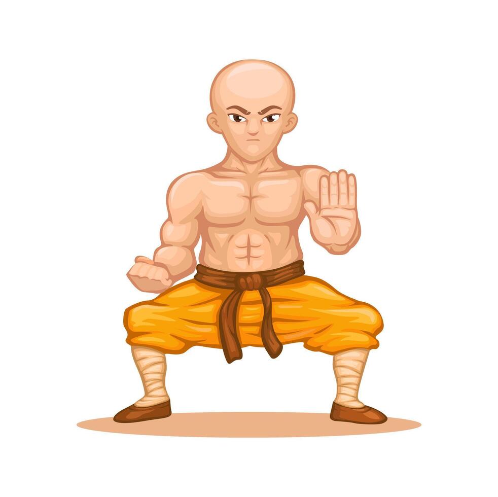 Shaolin Figure Martial Art Cartoon Illustration vector