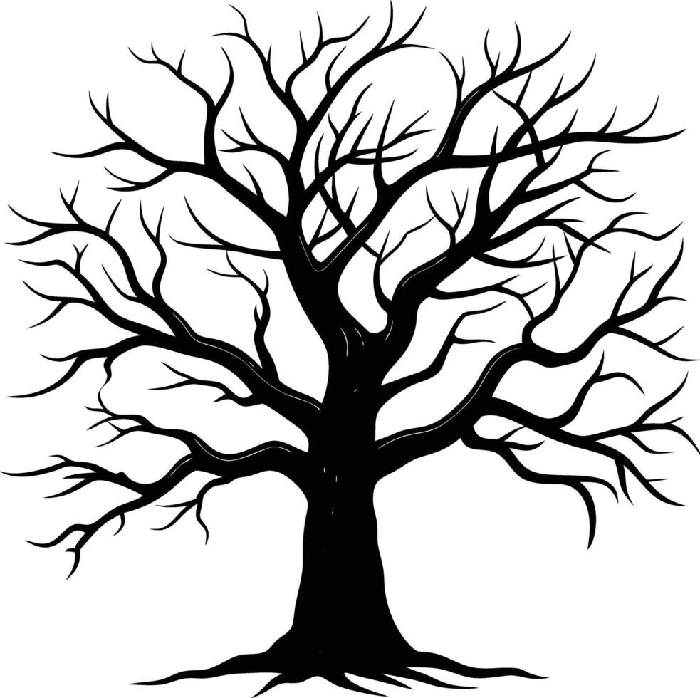 A black and white silhouette of dead tree vector