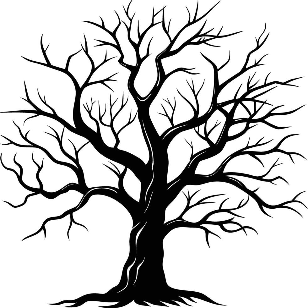 A black and white silhouette of dead tree vector