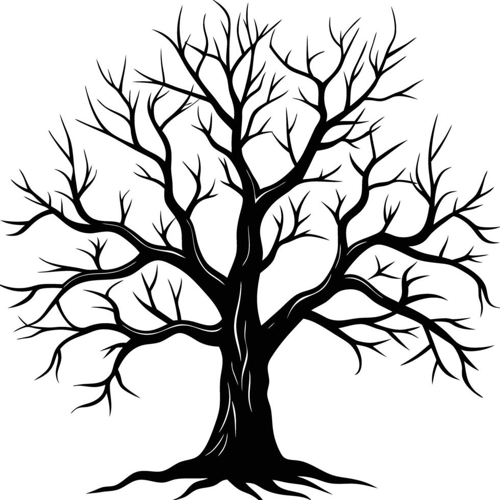 A black and white silhouette of dead tree vector