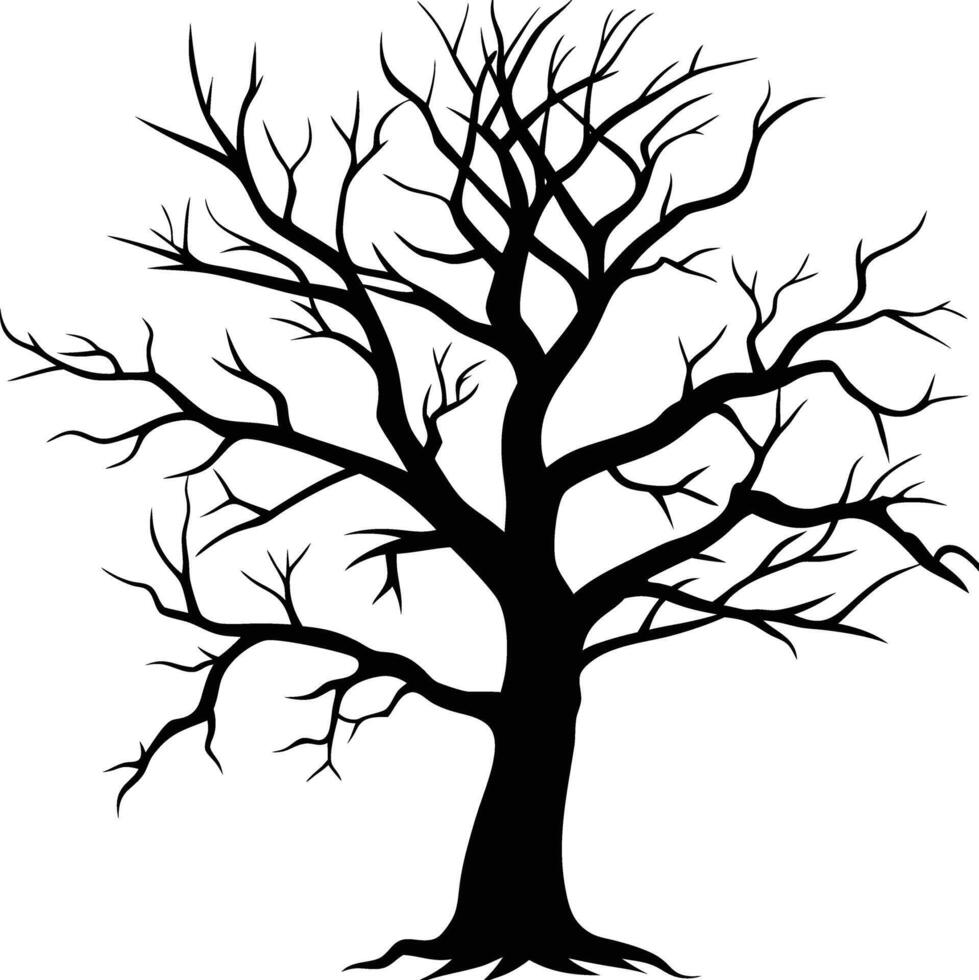 A black and white silhouette of dead tree vector