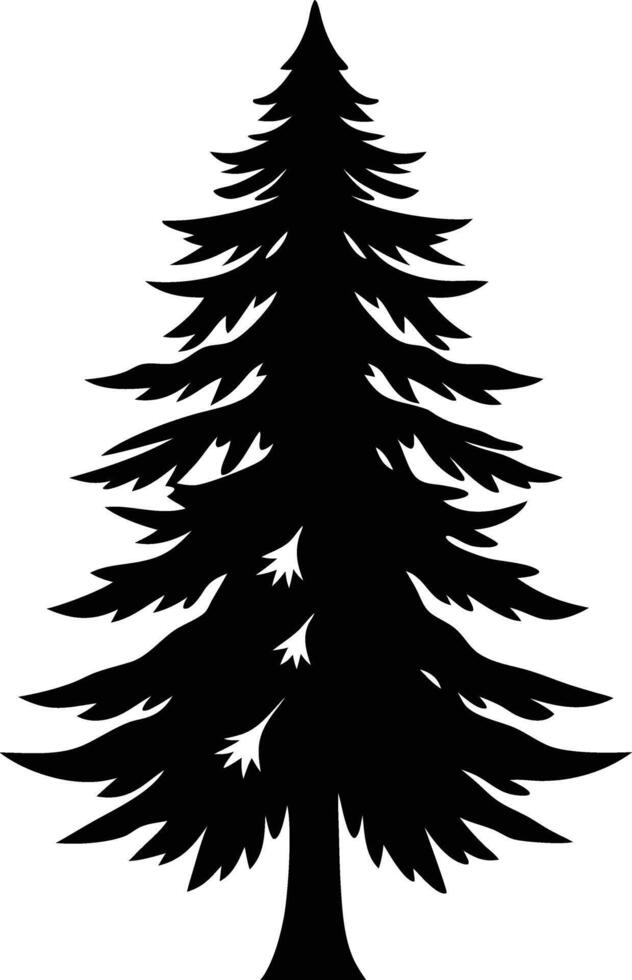 A black silhouette of a pine tree vector