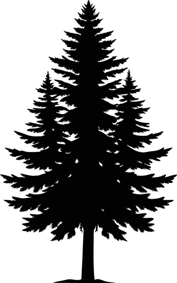 A black silhouette of a pine tree vector