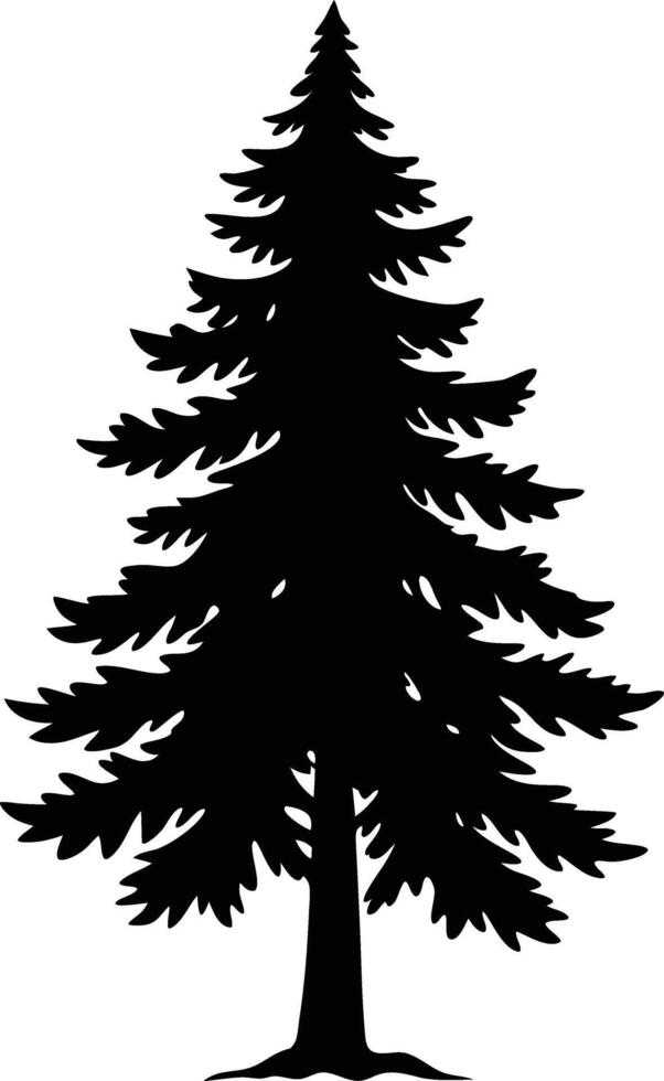 A black silhouette of a pine tree vector