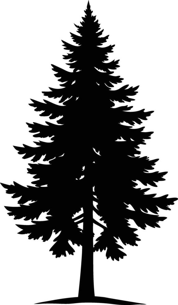 A black silhouette of a pine tree vector