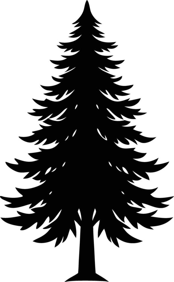 A black silhouette of a pine tree vector