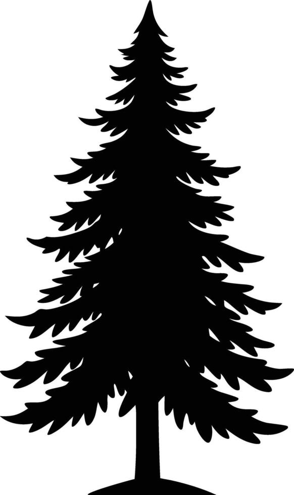 A black silhouette of a pine tree vector
