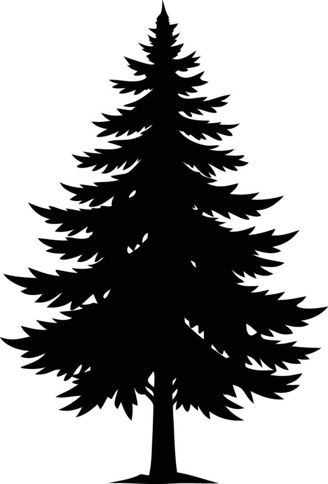 A black silhouette of a pine tree vector