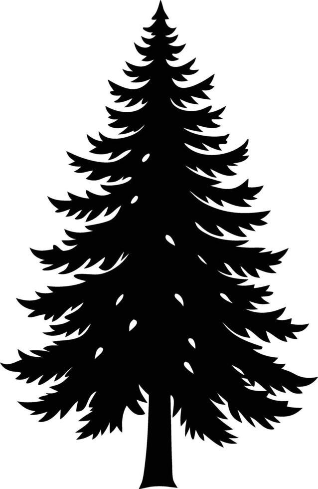 A black silhouette of a pine tree vector