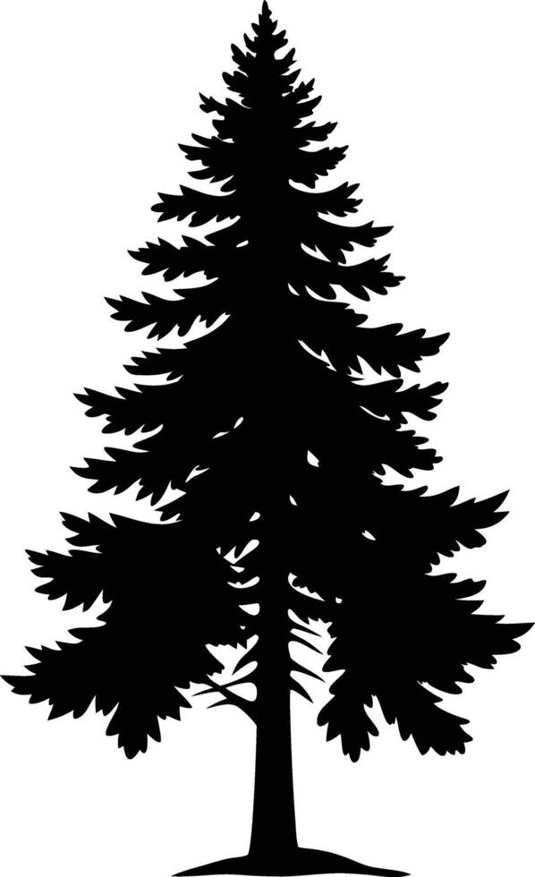 A black silhouette of a pine tree vector