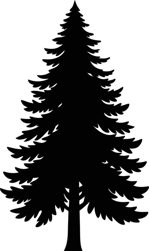 A black silhouette of a pine tree vector