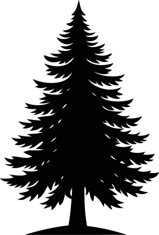 A black silhouette of a pine tree vector