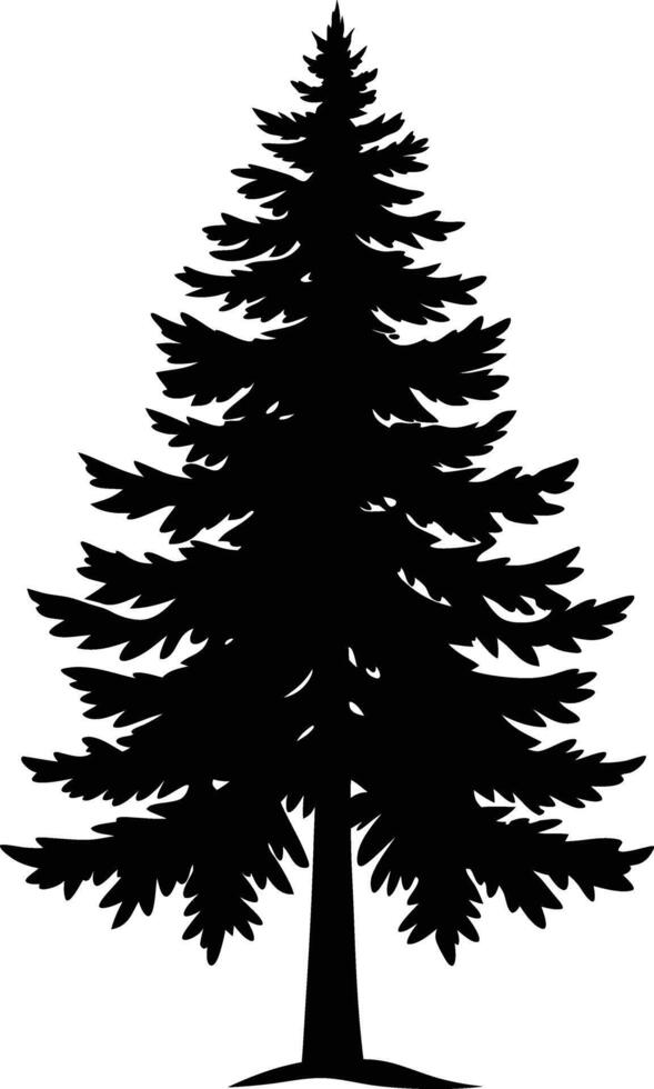 A black silhouette of a pine tree vector