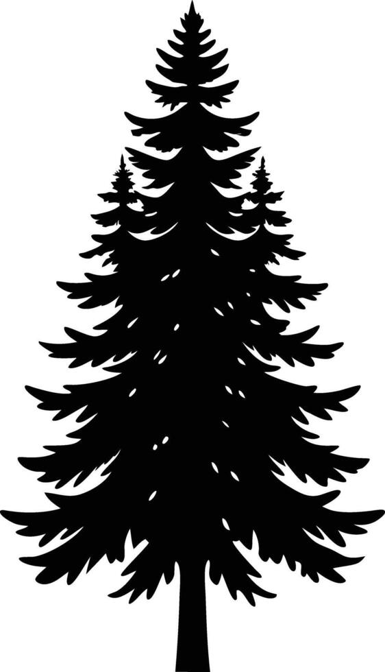 A black silhouette of a pine tree vector