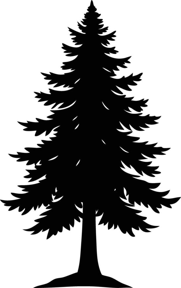 A black silhouette of a pine tree vector