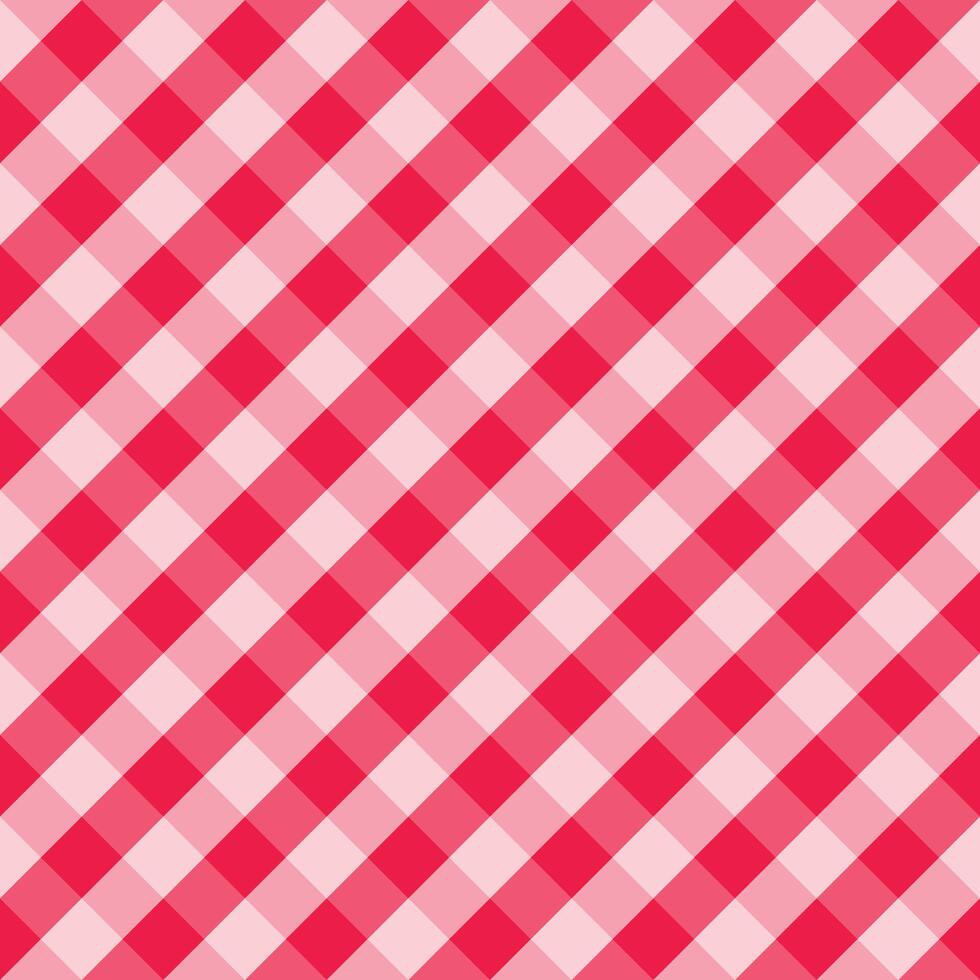 Red and white diagonal gingham pattern seamless vector