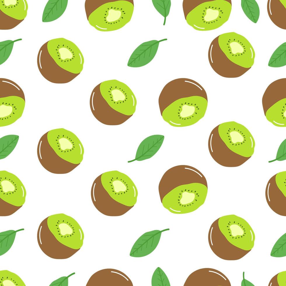 Organic Kiwi fruits seamless pattern vector