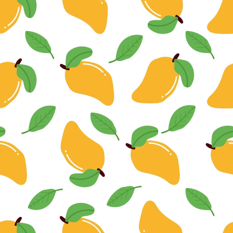 Organic Mango fruits seamless pattern vector