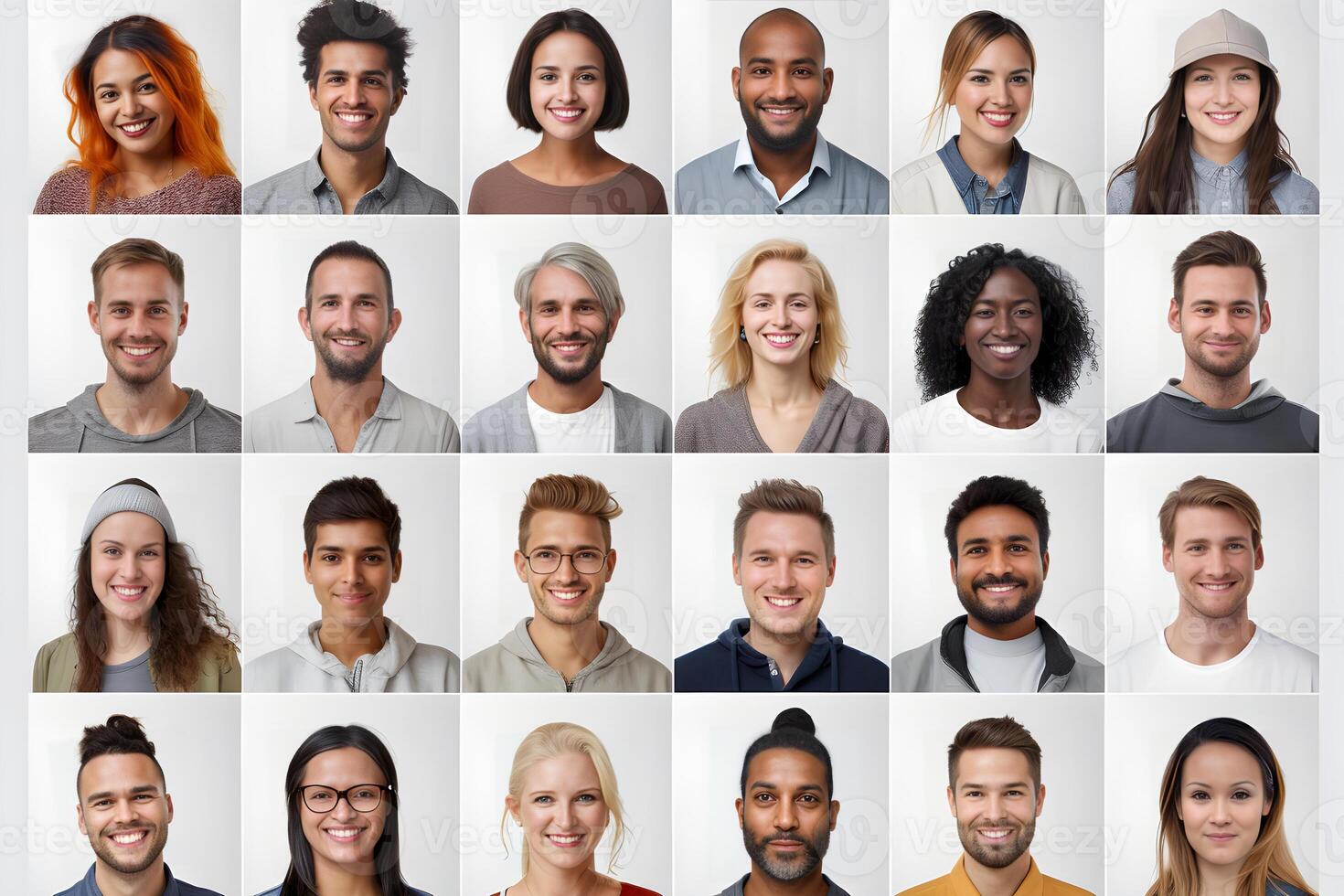 Collage of portraits and faces of multiracial group of various diverse people for profile picture photo